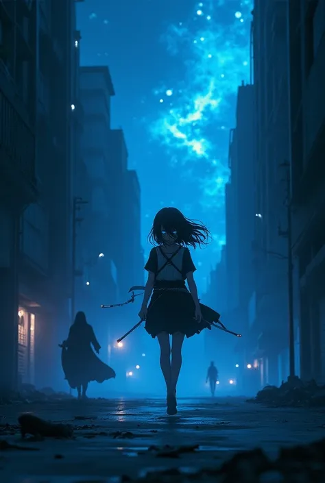 The scene opens on a dimly lit, futuristic cityscape. A young girl, Kaori, stares at a flickering hologram of a distant star, her eyes glowing faintly blue. She’s the last Starborn, a being connected to the stars life force. Suddenly, alarms blare, and sha...