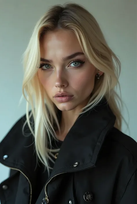 young Russian 21 years old women, not too cute, not too pretty, y2k fashion model, brat, balenciaga, rick Owens model opium, long straight blonde hair, 