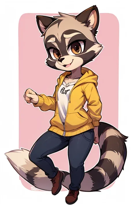 Female furry raccoon tiny toons adventure style 