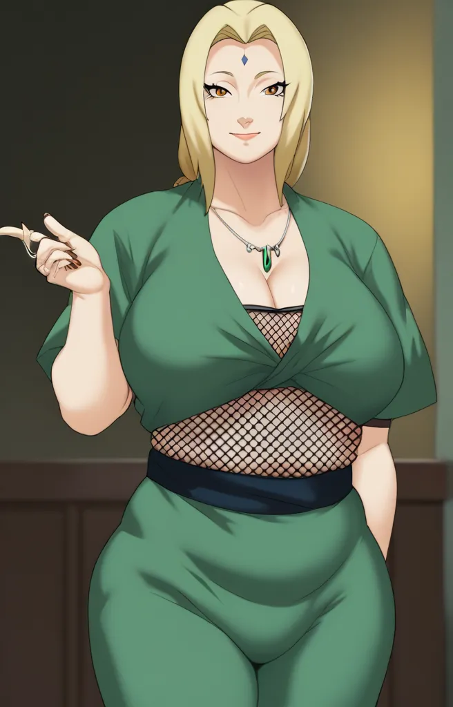 tsunade senju,big breast,sagging big breast,hitozuma,cleavage,uzumaki clan symbol in outfit,wringkle in mouth,wedding ring,sleev...