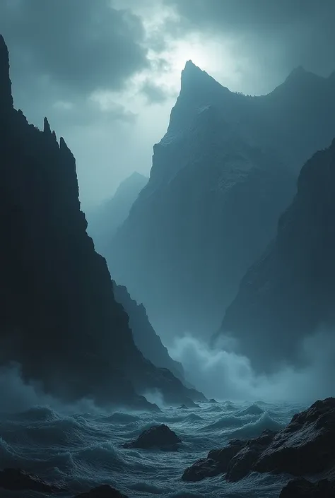 Landscape mountain darkness atmospher sea wave