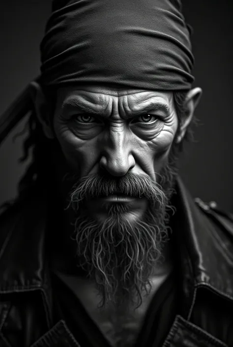 Pirate head in black and white 