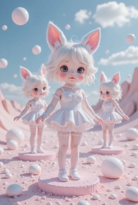 (超Reality:1.4)，((( Full body shot :1.5)))，original，emotion，Dynamic，扭曲emotion效果， energetic ， stylized images of girls using unusual colors ，Lovely photography，(Reality， pictures are realistic:1.4)， marshmallow girls ， made of pink and blue marshmallows，Exce...