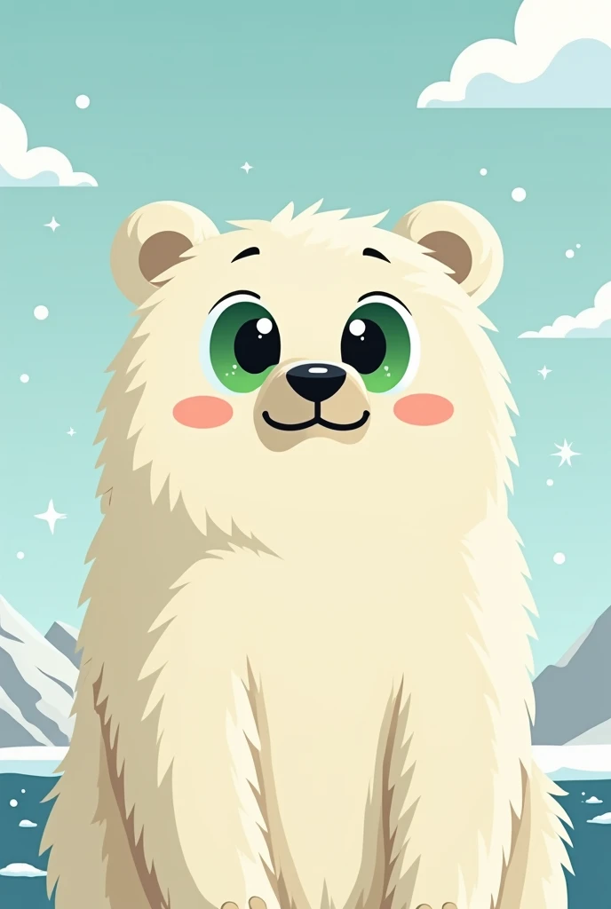 mayapolarbear with the face of pepe in cartoon style