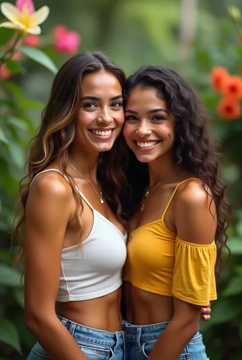 Happy Brazilian couple together taking a spontaneous photo looking at the camera realistic image