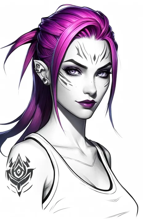 Draw a Biometric Photo of Jinx Looking Cool and Serious League Of Legends