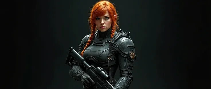 creates a perfect image of a futuristic space marine girl, heavy tactical assault combat suit, parts of the combat suit are made of carbon fiber, suit in dark blue navy camouflage color, dirty and worn by combat, very technological, perfect image, 8k, of a...