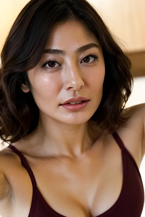  Beautiful Japanese Actress Full of Sexual Desire  ,  1 girl,Flying debris,,  holding flops with both hands,  several people having fun with each other while having very detailed , Focus your eyes, Nose and mouth,  face focus  ,  face 、 Age 35, brown hair、...