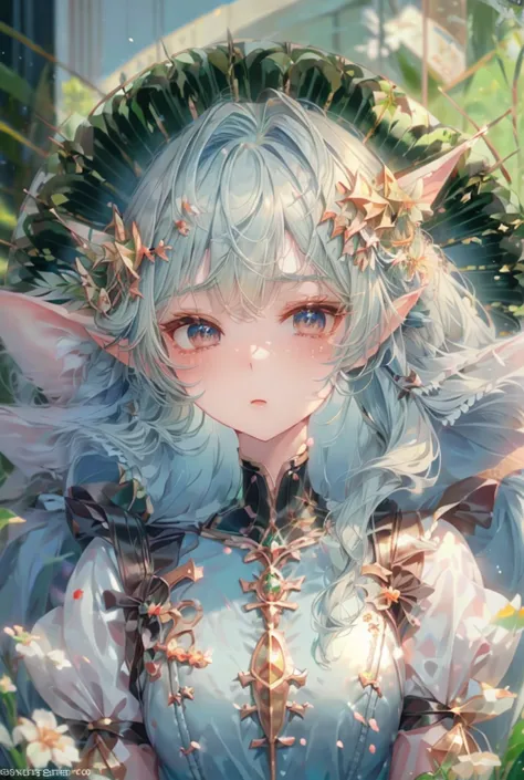 sagittarius、bow、beauty、short hair、kusano kan 、elf ears、 beautiful plant colored eyes、 grass blue hair 、athena、bowを構えている、bow矢