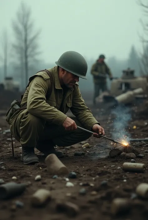 War documentation exposes damaged T-34s being repaired on battlefield