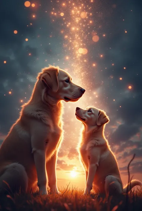  Design an image that reflects the emotional connection between humans and pets. Something more spiritual ， You can see energy flowing  