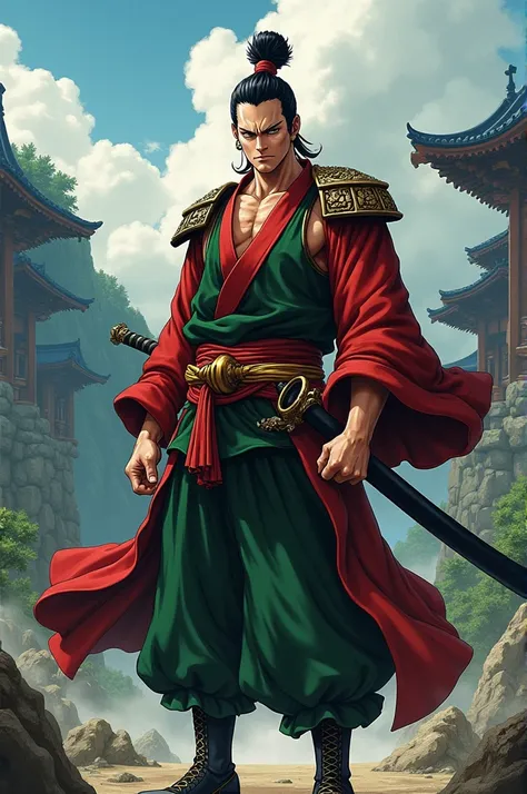 Roronoa Zoro wearing wano military clothing
