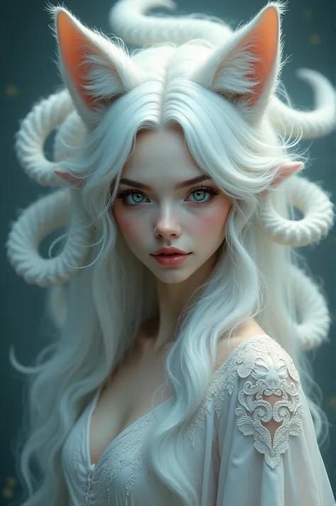 ((Best quality)), ((Masterpiece)), (Details), 1girl, white hair, fox ears, 9 tails.