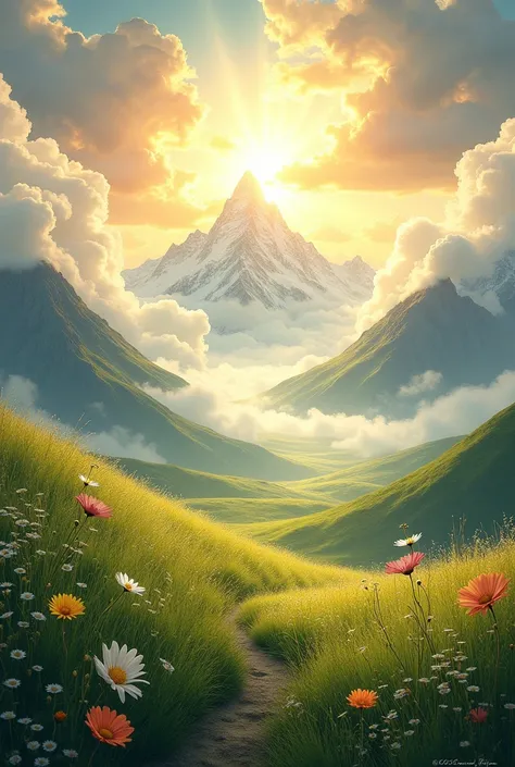 Background design implying "rise above the clouds to find sunshine" without human presence