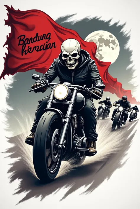 Logo Design Prompt for Biker Theme:

"Create a bold and dynamic biker logo featuring a skull-headed rider on a chopper motorcycle. The skull should be wearing a half helmet and have a serious, angry expression, with its head slightly tilted downward. The c...