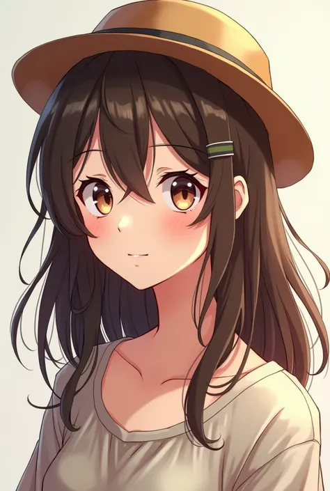 Girl with light brown hair ,  short and with hat .   girl with long straight and dark brown hair.  49-year-old adult woman with curly and very short hair . anime