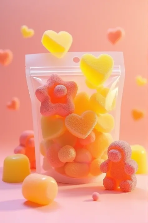 Pack of yellow and pink gummies called Gummies Self-Love 