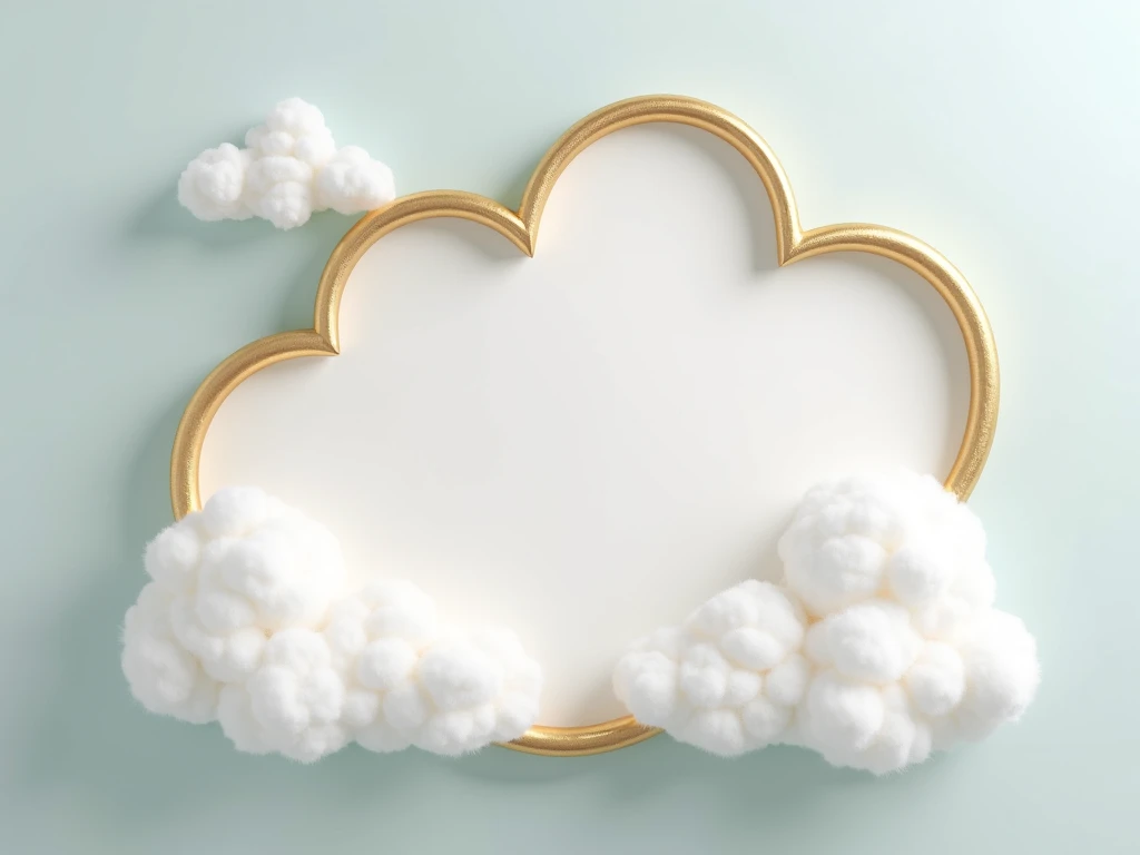 White cloud-shaped frame with a gold outline