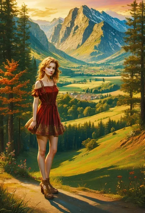 a girl with beatiful landscape