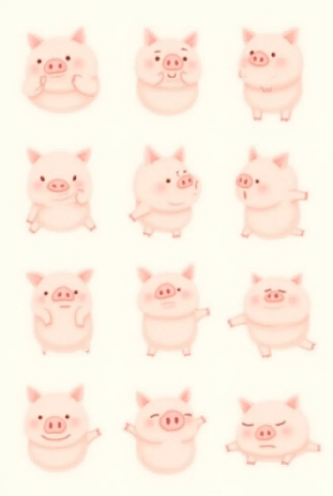 line stamps,9divisions,
pig,various poses and
expressions