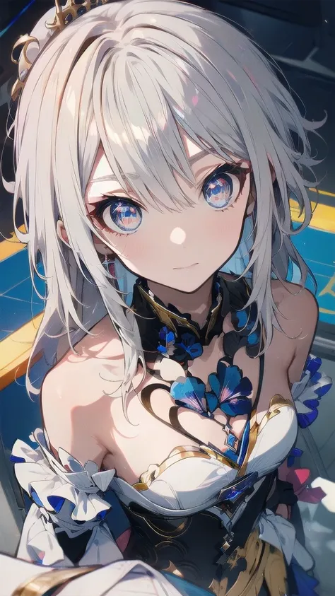 ((whole body)),1 person, Alone, whole body, ( best quality,8k,  in high resolution,masterpiece:1.2),  several people having fun with each other while having very detailed ,(Anime), The End of the Lord, Kiana  (Serious impact 3)   very long gray hair ,   bl...