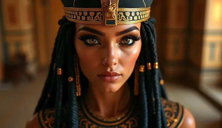 eye makeup in Egyptian , realistic, muy realistic y cinematografico 