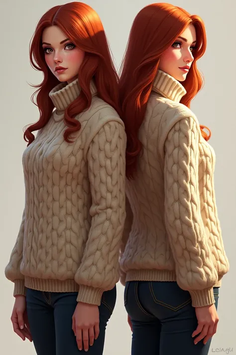 Fiora Poll has a sweater on it from the back and front 