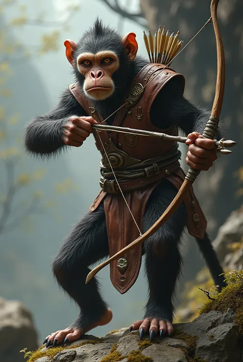 Humanoid monkey with a leather Stead and a longbow
