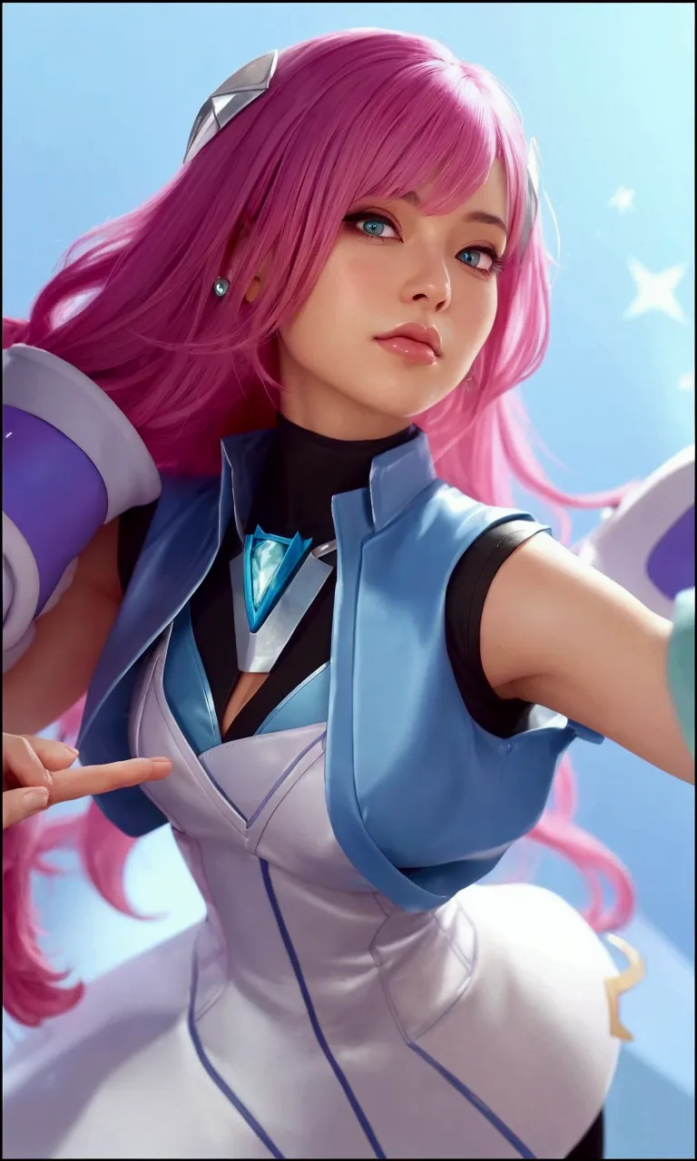 a close up of a woman with pink hair and a blue top, style artgerm, artgerm and lois van baarle, portrait knights of zodiac girl, steven artgerm lau, artgerm jsc, extremely detailed artgerm, rossdraws  vibrant, ! dream artgerm, star guardian inspired, artgerm lau