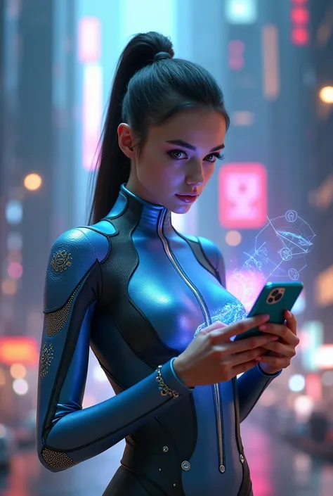 Person of the future with a cell phone 