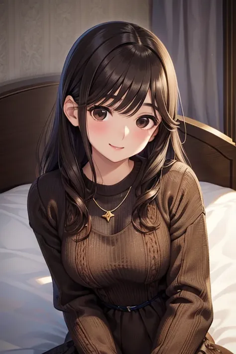 Takane Manaka、 Shiny brown long hair、,、 beautiful brown eyed middle school students 、smile、Sparkling Eyes, (fine grain)、 very detailed eyes 、 extremely detailed face,  very detailed eyes , masterpiece,  best quality,  Hi-Res, ( best quality,masterpiece:1.2...