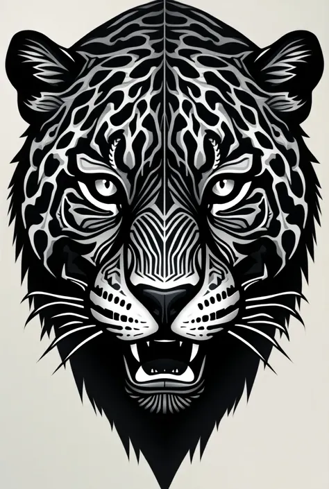 The face of a Jaguar made with sharp and precise geometric lines with a symmetrical shape.