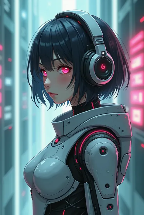 whole body, 頭からつま先までのwhole bodyショット,  Look straight ahead at the  ,  anime girl with headphones and futuristic costume ., Linda Chica Cyborg  ,   Cyberpunk  アニメデジタルアート,   Cyberpunk  アニメの女の子 mech, female   Cyberpunk  アニメの女の子,   Cyberpunk  アニメの女の子,  Beautifu...