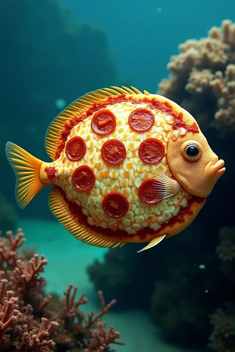 Create an image from a newspaper or news site that says theyve discovered a new fish that looks a lot like a pizza