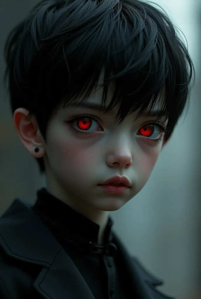 the black-haired boy with red eyes