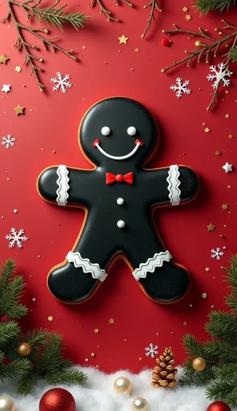  you can generate a Christmas background with red color , white, green and gold, Also add a place in the center to place a black gingerbread man with nothing else, without a face or anything ,  thats big but not that big