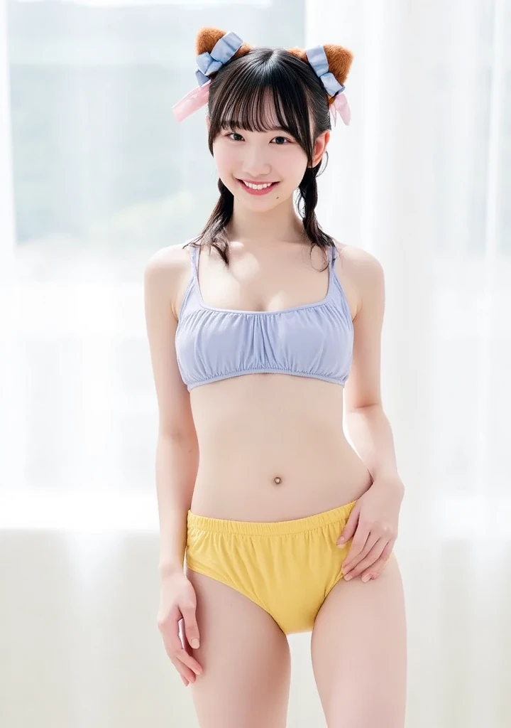 ((best quality), (high res 8k), on), japanese girl, late teenage, (posing, hands on chest, on), (micro bikini swimwear, on), (fr...