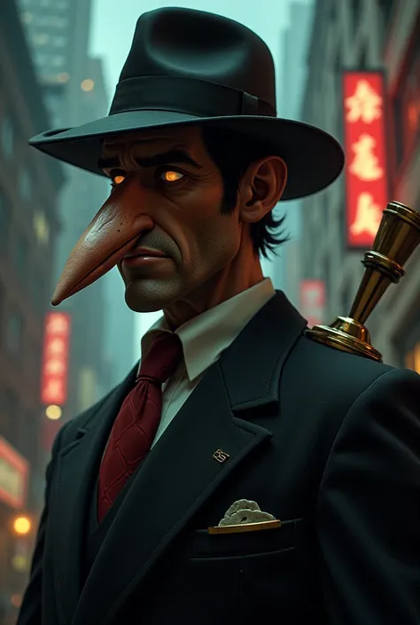 Make the character Pinocchio Italian mobster style 