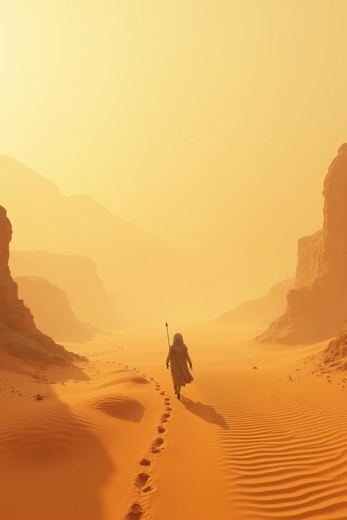 a small walking in a Arab desert 