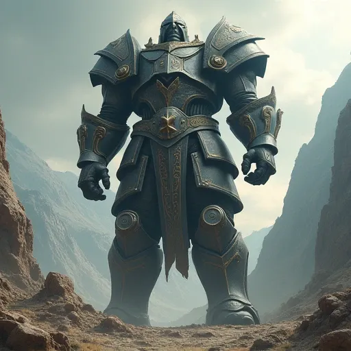 A giant looking like a human and wearing armor