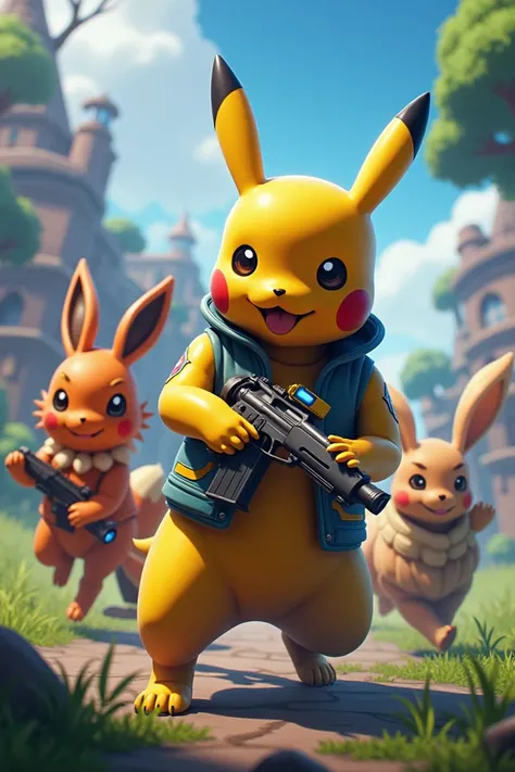 An image of pokemon mixed with fortnite