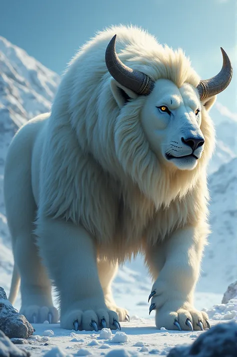 Image of lion,bull and polar bear fusion