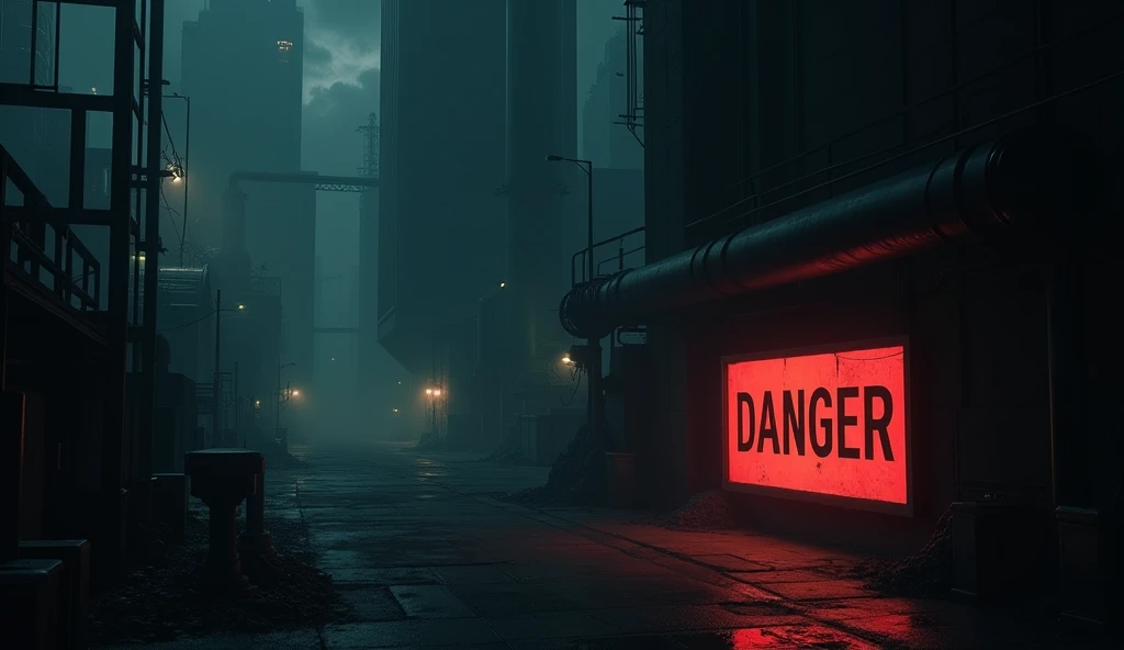 A place at night surrounded by a screen in the written right corner: Danger 