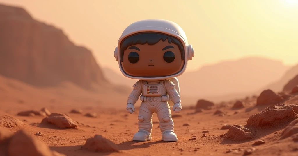 a funko pop astronaut on mars