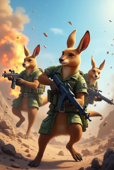 Military kangaroos shooting animated 