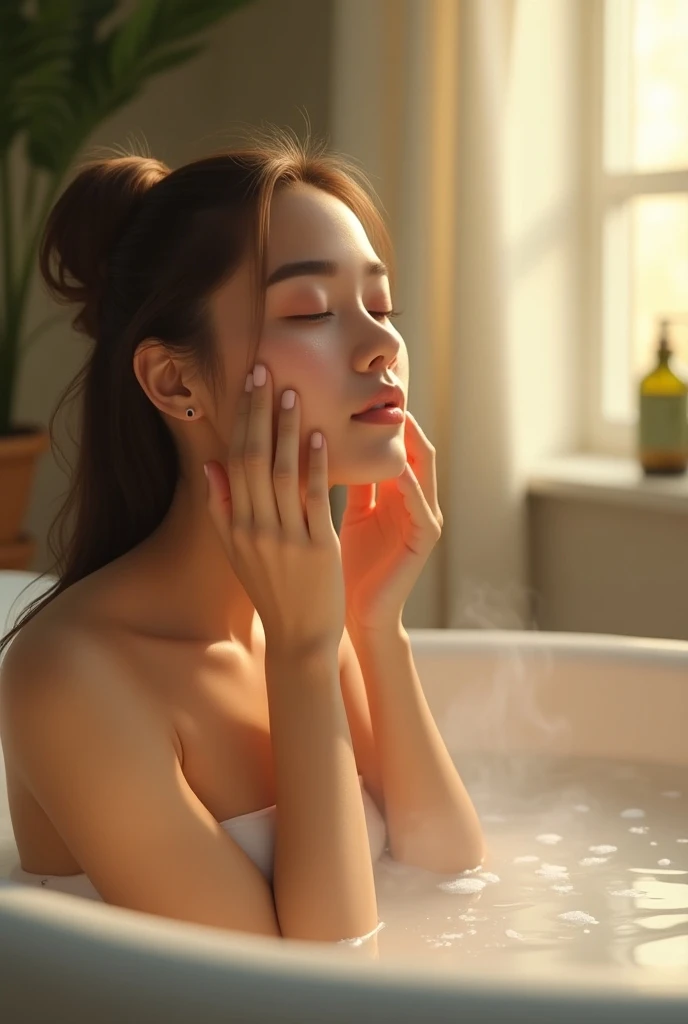 Image of a woman getting her skin cleaned at home