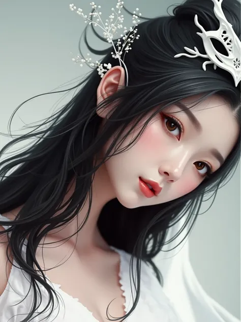 a close up of a woman with white hair and a white mask, beautiful character painting, guweiz, artwork in the style of guweiz, white haired deity, by Yang J, epic exquisite character art, stunning character art, by Fan Qi, by Wuzhun Shifan, guweiz on pixiv ...