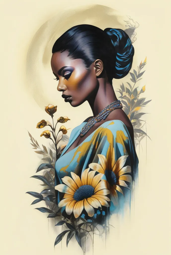 chiaroscuro technique on sensual illustration of an elegant 1980s african woman, vintage beauty, eerie, the model draped in flowing, thick oil painting, by Hannah Dale, by Harumi Hironaka, extremely soft colors, vibrant, highly detailed, malcolm liepke pai...