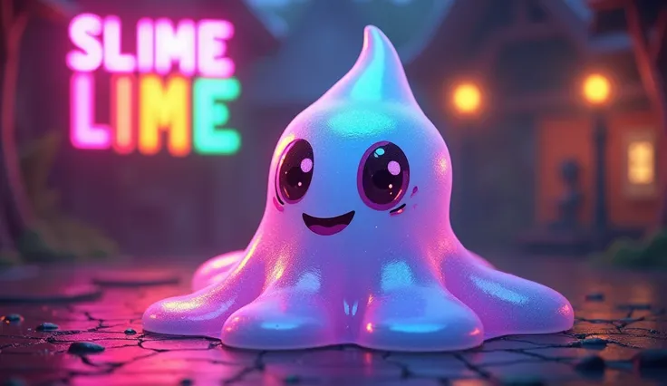 a rainbow slime from dragon quest game, 1slime, shape of  tear drop, extremely detailed,  superb eyrs and detailed pupils , slime reflecting, reflection,pride rainbow colors colorful, vibrant, glowing, slimy, gelatinous texture, whimsical, fantasy, cute, a...