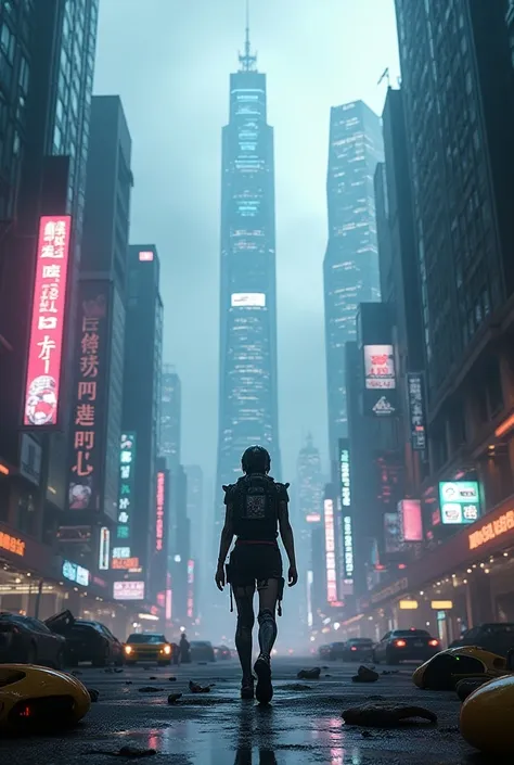 futuristic world,with cyberpunk elements.